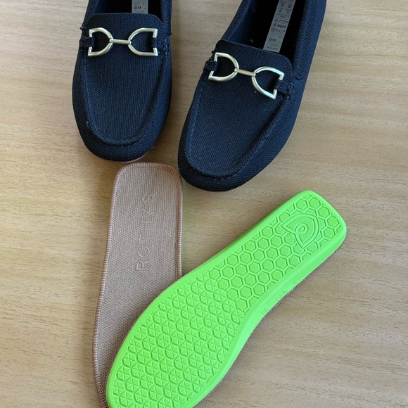 Rothy's the Double Bit Driver Elegant Black Loafers with Gold Detail - Picture 7 of 10